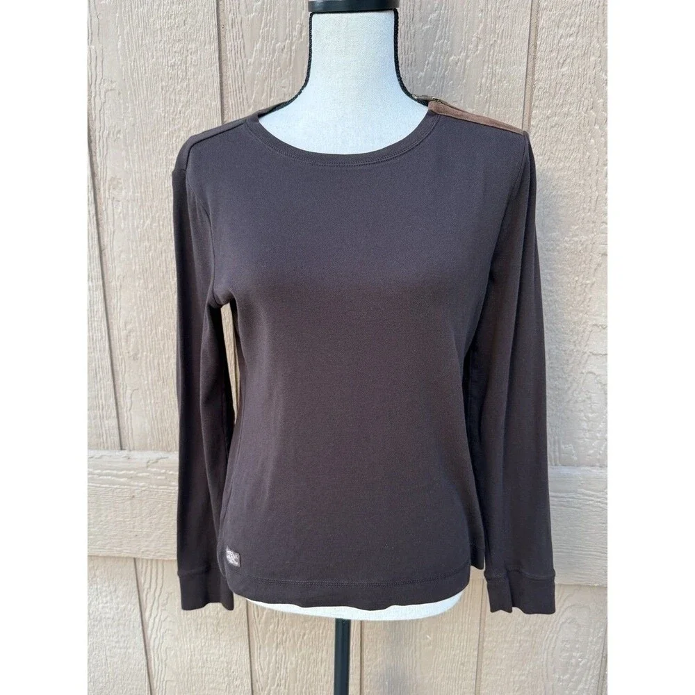 Lauren Ralph Lauren Big Girls Size L Brown Long Sleeve Shirt Suede Elbow Patches